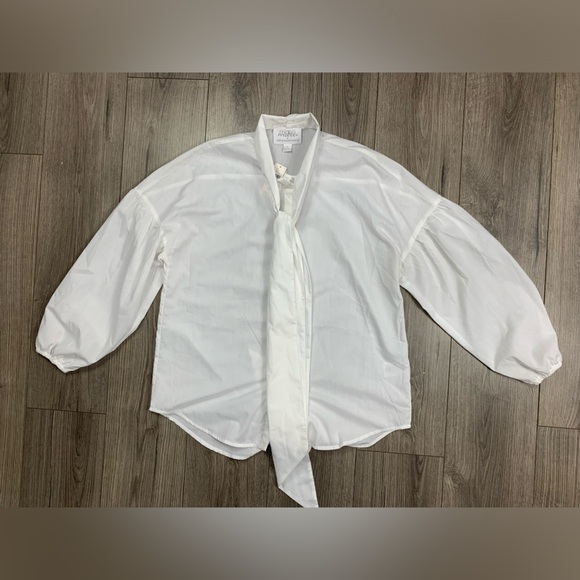 Mare Mare x Anthropologie Bow Tie-Neck Shirt Size medium NWT - Picture 2 of 12